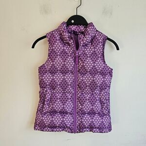 LANDS' END Kids Purple Down Filled Puffer Vest Girl's Size M 5-6  HEARTS.
